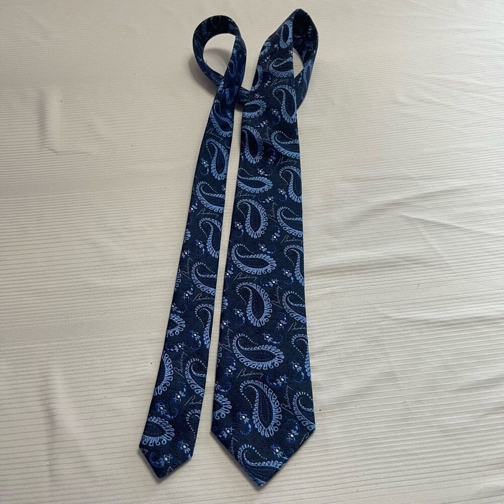 Burberry Blue Paisley Silk Necktie Tie